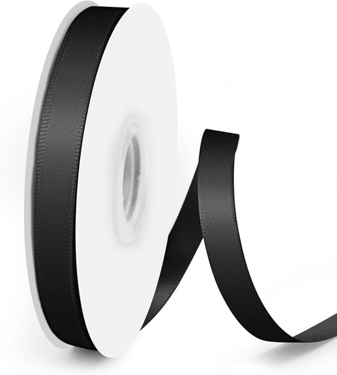 1.5" × 25 Yards Solid Double-Face Polyester Satin Ribbon in Black, Ideal for Crafts, Gift Wrapping, Wedding Décor, and Baby Showers